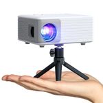 Mini Projector, AKIYO O1 Projector 1080P Full HD Support, Upgraded 10000L Portable Phone Projector for Home Cinema, Movie Projector Compatible with iOS/Android/TV Stick/HDMI/USB/PC (Tripod included)