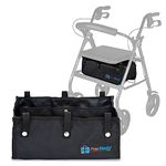 Extra Large Under Seat Rollator Bag Basket for Folding or Bariatric Walker, Rolling Walker Accessories for Seniors, Storage Bag for Medical Essentials, Oxygen Tank, Shopping by PracMedic Bags (Black)