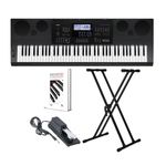 Casio WK-6600 76-Key Workstation Keyboard with Sequencer and Mixer with Adjustable Double X Keyboard Stand Bundle (2 Items)