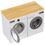 Washer Dryer Countertop, Laundry Countertop, Washer and Dryer Covers for The top, 27.5" Depth x 54" Width with Edge Rails for Laundry Room Storage and Organization -Burlywood