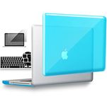 UESWILL 3in1 Glossy Crystal Clear See Through Hard Shell Case Cover Compatible with MacBook Pro 13 inch with CD-ROM (Model A1278) + EU/UK Version Keyboard Cover and Screen Protector, Aqua Blue