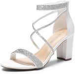 DREAM PAIRS Women's Chunk Low Heel Pump Sandals,Size 10,All White-Pu,CHUNK