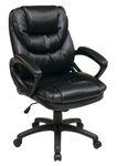 Office Star FL660-U6 Faux Leather Manager's Chair with Padded Arms, Black