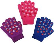 EvridWear Boys Girls Magic Stretch Gripper Gloves 3 Pair Pack Assortment, Kids One Size Winter Warm Gloves Children (8-14Years, 3 Pairs Snowflake Printing)