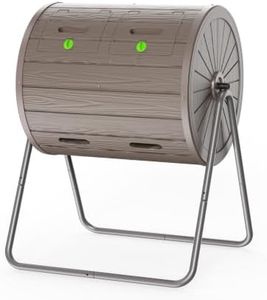 PatioZen Outdoor Compost Bin 45 Gallon Dual Chamber Tumbling Composter Large Outdoor Tumbling Composter Efficient Batch Composting Easy Turn Design (Classic Grey)
