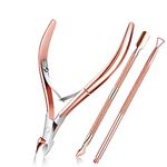 Cuticle Nippers and Cuticle Pusher, Cuticle Cutter Remover with Cuticle Scissors for Dead Skin - Durable Manicure Tools and Cuticle Clippers- Stainless Steel (pink)