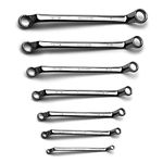 Capri Tools 75-Degree Deep Offset Double Box End Wrench Set, 1/4 to 1 in, SAE, 7-Piece with Heavy Duty Canvas Pouch