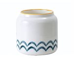 FURN ASPIRE Ceramic Planter Pot Hand Painted Blue and White Decorative Indoor Ceramic Pots for Plants (Note: Plants are not Included) (Waves)