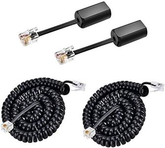 RFAdapter Telephone Cord Detangler, 2 Pack 12ft Black Anti-Tangle 360 Degree Rotating Landline Cable and Telephone Handset Cord