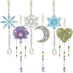 6Pcs Diamond Art Paintings Wind Chime Kit,AIFUDA Double Sided 3D Crystal Wind Chimes Diamond Art Paintings Hanging Ornaments for Christmas Home Garden Art DIY Craft