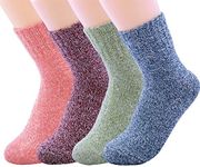 JOYCA & CO. 3-5 Pairs Womens Multicolor Fashion Warm Wool Cotton Thick Winter Crew Socks (4 Pairs Vintage)