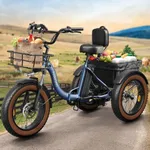 PUCKIPUPPY Electric Tricycle for Adults, 960W, 48V13.5Ah Electric Trike, 20"x4.0" 6061 Aluminum Folding Fat Tire 3 Wheel Ebike, 25MPH Max Hydraulic Brake, Rear Motor Differential for Safety BL
