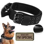 Upgrade Tactical Dog Collar - Military Dog Collar Nylon Adjustable Training Collar Reflective Dog Collar with Handle and Heavy Duty Metal Buckle for Medium Large Dogs (Black, L)