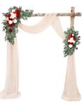 Garisey Artificial Wedding Arch Flowers Kit(Pack of 3), Wedding Arch Draping Fabric Wedding Flowers Garlands Floral Arrangement Swag for Ceremony and Reception Backdrop Decoration (Champagne Red)