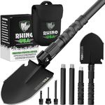 Rhino USA Survival Shovel w/Pick - Heavy Duty Carbon Steel Military Style Entrenching Tool for Off Road, Camping, Gardening, Beach, Digging Dirt, Sand, Mud & Snow. (Survival Shovel)