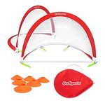 GoSports Portable Pop Up Soccer Goals for Backyard - Set of Two 4 ft Nets with Agility Training Cones and Carrying Case