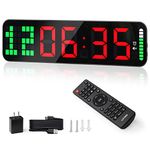 LUCORB Gym Timer, 15" Large Digital Wall Clock for Interval Workout with Time Progress Bar Countdown/Up Stopwatch, Remote Control for Home Gym Garage Boxing Crossfit Fitness