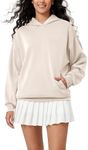 ODODOS Women's Modal Soft Oversized Hoodies Long Sleeve Hooded Sweatshirts Pullover Top with Kangaroo Pocket, Ivory, Medium