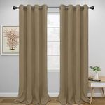 Easy-Going Blackout Curtains for Bedroom, Solid Thermal Insulated Grommet and Noise Reduction Window Drapes, Room Darkening Curtains for Living Room, 2 Panels (52x96 in,Tan)