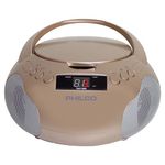 Philco Portable CD Player Boombox with Speakers and AM FM Radio | Rose Gold Boom Box CD Player Compatible with CD-R/CD-RW and Audio CD | 3.5mm Aux Input | Stereo Sound | LED Display