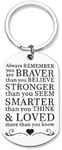 Govind Crafted Inspirational Keychain Gifts for Women Motivational Key Chain Always Remember You are Braver Than You Believe Back to School Gifts for Son Daughter Girls Boys First Day of School Gifts