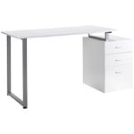 HOMCOM 47" L Computer Desk Writing Table Workstation with Multi-Use Reversible File Drawers Metal Frame Home Office Furniture, White