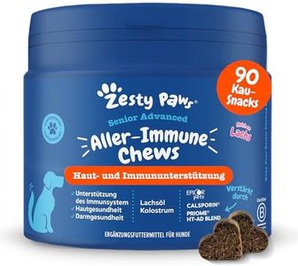 Zesty Paws Senior Aller-Immune für ältere Hunde – Immunsystem & Hautpflege bei Juckreiz – Mit Lachs, Probiotika & Vitamin A – Unterstützung für Seniorenhunde – 90 Kauleckerlis