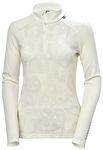 Helly Hansen Womens W LIFA Merino Midw Gra 1/2 Zip, Off White Rosemaling, S