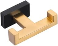 IVIGA Double Bathroom Towel Hook - Modern Gold & Black Tower Holder - Heavy Duty Robe Hooks for Wall - Stainless Steel Shower Towel Hanger