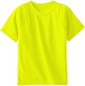 Kanu Surf Boys' Short Sleeve UPF 50+ Rashguard Swim Shirt, Solid Yellow, Medium (10)
