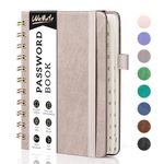 WEMATE Spiral Password Book with Alphabetical Tabs, Small Password Keeper Book for Seniors, Internet Password Notebook Hardcover Password Journal logbook – 4.7''x 6'' (Dusty Rose)