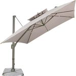 10ft Square Garden Patio Umbrella Cantilever Parasol with 80 Kg Granite Base, Outdoor Heavy Duty Patio Umbrella Shelter (White)