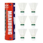 MANJHONG Badminton Feather Shuttlecocks with Great Flight Stability & Good Durability for Recreational Play Racket Sports, White Goose 6 Pack