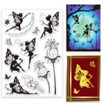 ORIGACH Fairytale Flower Fairy Clear Stamps Flower Elf Silicone Stamps for Card Making DIY Scrapbooking Photo Album Decoration, 6.3x4.3inch