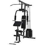 Soozier Multifunction Home Gym Equipment, Strength Training Workout Station with 100Lbs Weight Stack for LAT Pulldown, Leg Extensions, Preacher Bicep Curls, Triceps Pulldowns, Chest Press