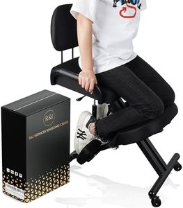 Kneeling Chair with Back Support - Ergonomic Kneeling Chair with Back Foot Knee Support Table Mat & Wheels for Home & Office, Posture Correcting Chair with Angled Seat