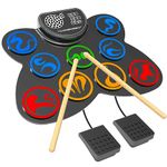 Electric Drum Kit - CNAPXAIA Portable Kids Drum Set with Build-in Stereo Speakers, 9 Pad Silicone Electronic Drum Machine Musical Instrument Gifts for Birthday Christmas