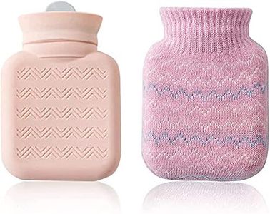 Petite Bouillotte, avec Housse Tricotée, Mini Chauffe-mains en Silicone, Peut être Réchauffé au micro-ondes, Sacs D'eau de Thérapie Chaude et Froide, Convient aux Enfants et aux Adultes (Rose)