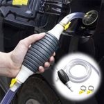 BUYERZONE Fuel Transfer Pump, Oil Transfer Pump, High Flow Siphon Hand Oil Pump, Portable Manual Car Fuel Transfer Pump for Petrol Diesel Oil Liquid Water Fish Tank with 2M Syphon Hose (Multi)