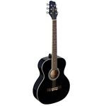 Stagg SA20A BLK Auditorium Acoustic Guitar with Linden Top, Black, Full Size