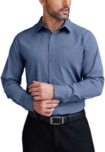 COOFANDY Mens Dress Shirts Wrinkle Free Long Sleeve Button Down Shirts Formal Business Shirt, Blue, Medium