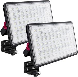 2 Pack 200W LED Outdoor Flood Light, IP66 Waterproof Exterior Flood Lights, Led Stadium Lights, Plug in Flood Light, 6500K Floodlight for Yard, Garden, Playground, Lawn, Garage, Basketball Court