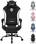 SITMOD Gaming Chairs for Adults with Footrest-PC Computer Ergonomic Video Game Chair-Backrest and Seat Height Adjustable Swivel Task Chair with Headrest and Lumbar Support(Blackwhite)-Fabric