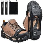 JSHANMEI Walk Traction Ice Snow Cleat Anti Slip Snow Ice Grippers Spikes, Boots Shoe Cover Winter Outdoor Hiking Fishing Climbing Size Large