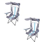 Kelsyus Premium Portable Camping Folding Lawn Chair with Canopy, Blue (2 Pack)