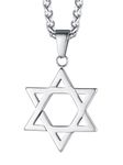 FaithHeart David of Star Necklace for Men Women, Jewish Star Pendant Necklace Stainless Steel Hebrew Amulet Jewelry, Gift Box, Stainless Steel, No Gemstone