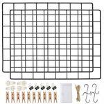 LOYONAL Wire Wall Grid Panel Clips, Metal Wall Grid Panel Black, Photo Grid Display, Wire Photo Board, 2 Pcs Metal Wire Notice Board, Memo Board Wire in Office or Room DIY