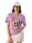 The Souled Store Official Powerpuff Girls: Sassy Since Birth Women and Girls Short Sleeve Round Neck Purple Graphic Printed Cotton Regular Fit T-Shirts