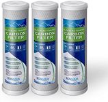 Block Activated Carbon Coconut Shell Water Filter Cartridge 5 Micron for RO & Standard 10" Housing (3 Pack)