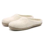 Nootkas Women's Felted Merino Wool 'Astoria' Mule House Slipper (Oatmeal, Size 8.5-9.0)